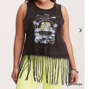 Women’s Black Graphic Fringe Tank Top